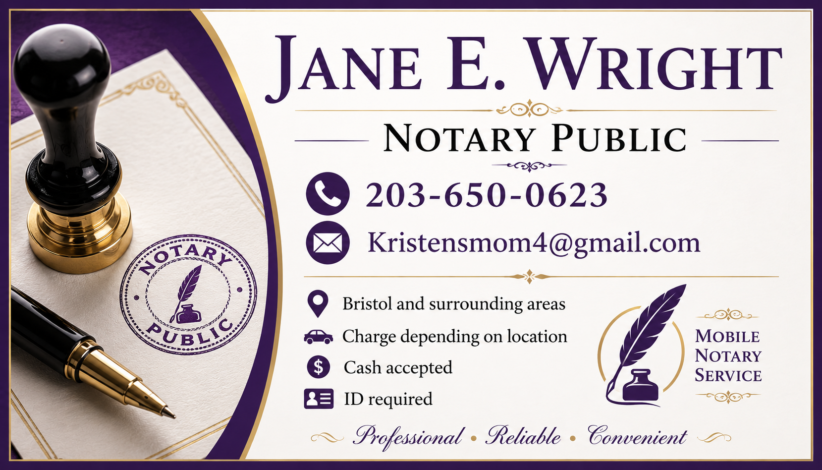 Jane E. Wright Notary Public sponsor advertisement